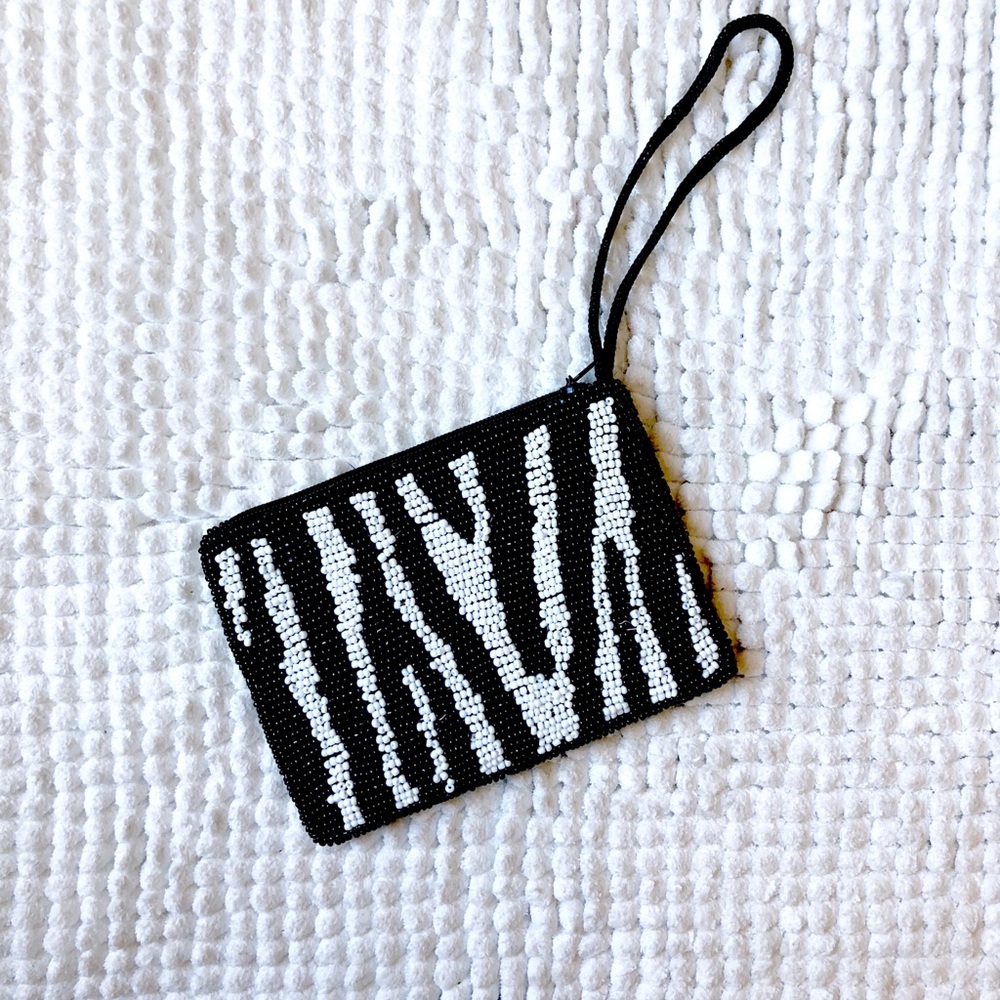 Beaded zebra wristlet